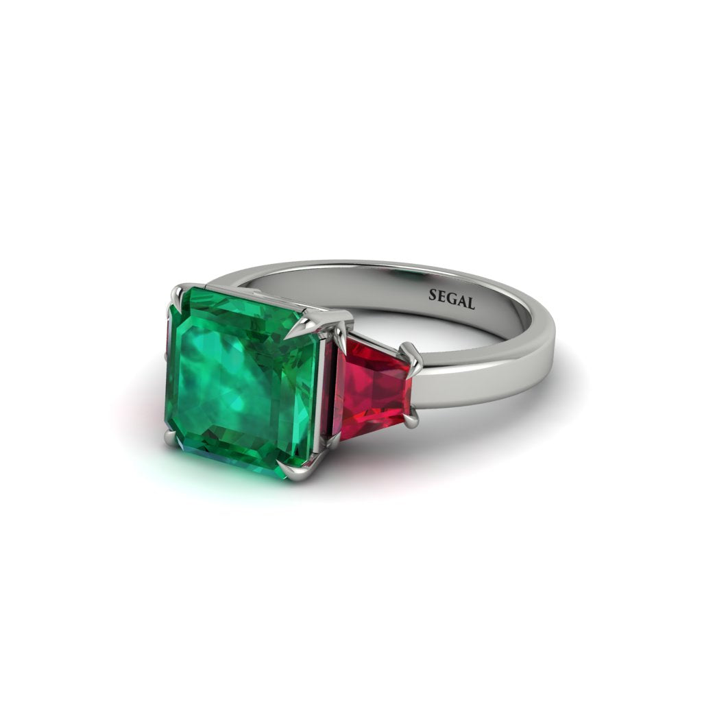 Three Stone Emerald Engagement Ring - Bethany No. 51