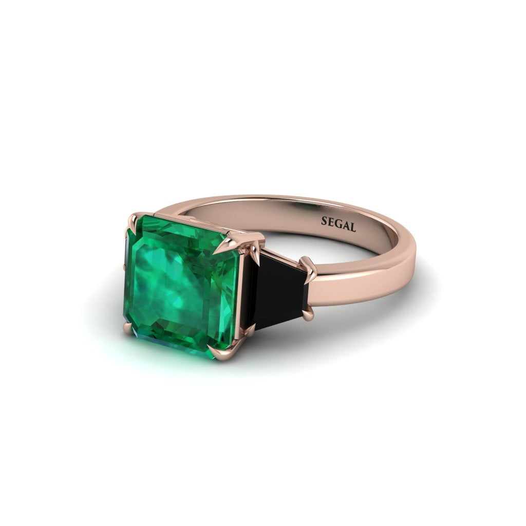 Three Stone Emerald Engagement Ring - Bethany No. 35