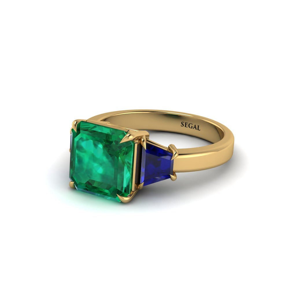 Three Stone Emerald Engagement Ring - Bethany No. 64