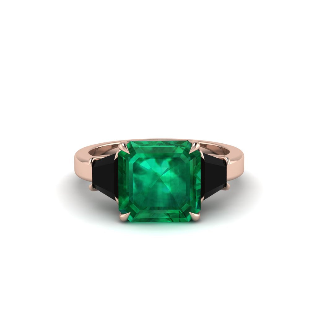 Three Stone Emerald Engagement Ring - Bethany No. 35