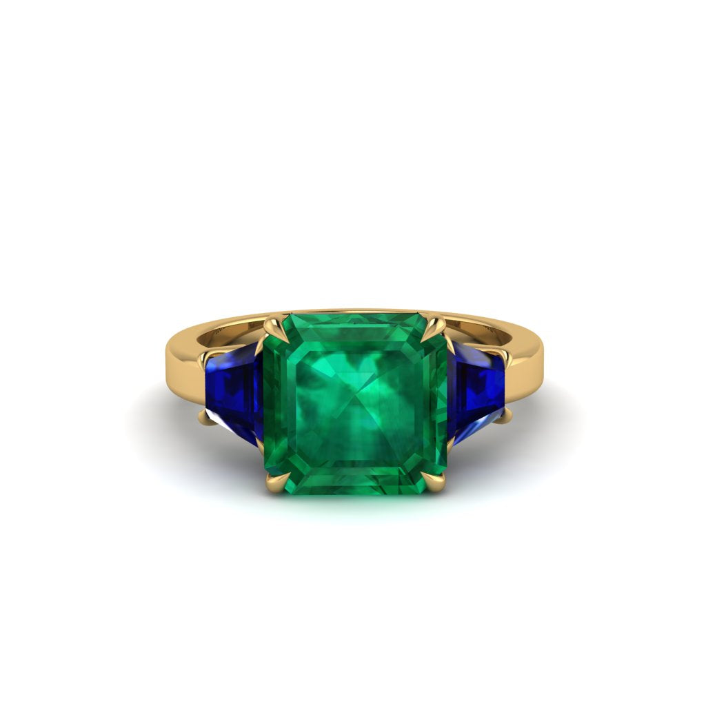 Three Stone Emerald Engagement Ring - Bethany No. 64
