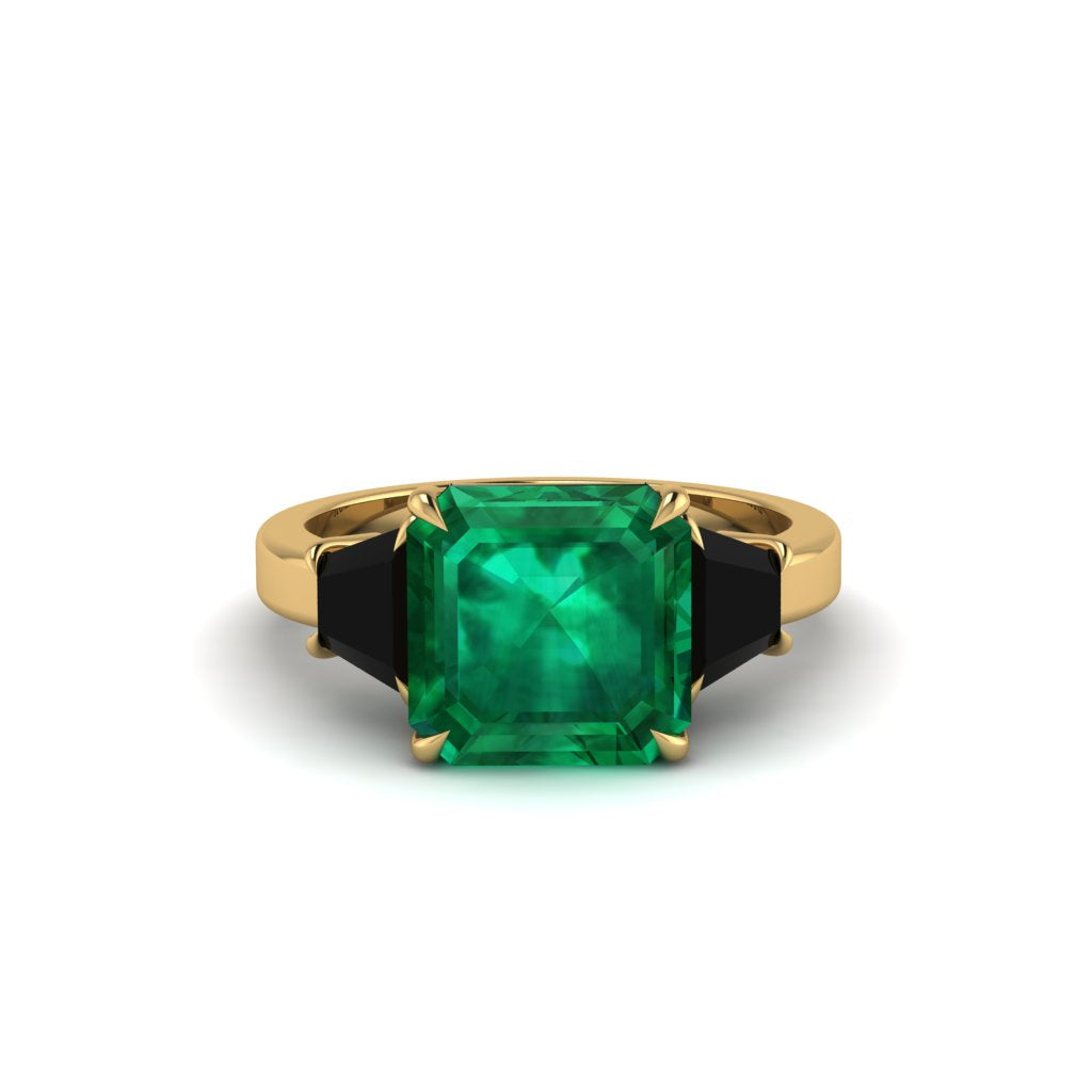 Three Stone Emerald Engagement Ring - Bethany No. 34