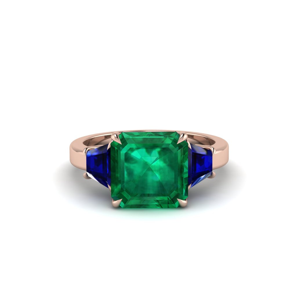 Three Stone Emerald Engagement Ring - Bethany No. 65