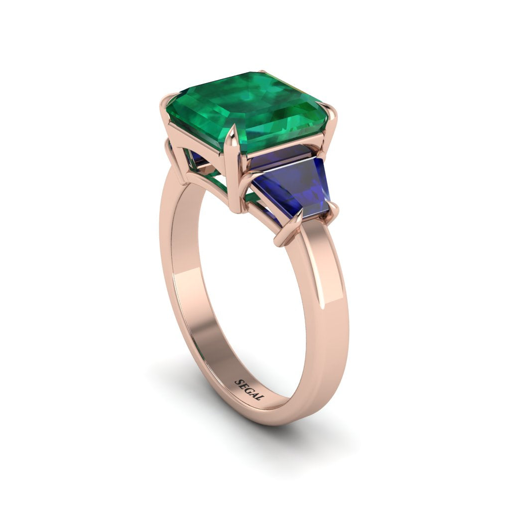 Three Stone Emerald Engagement Ring - Bethany No. 65