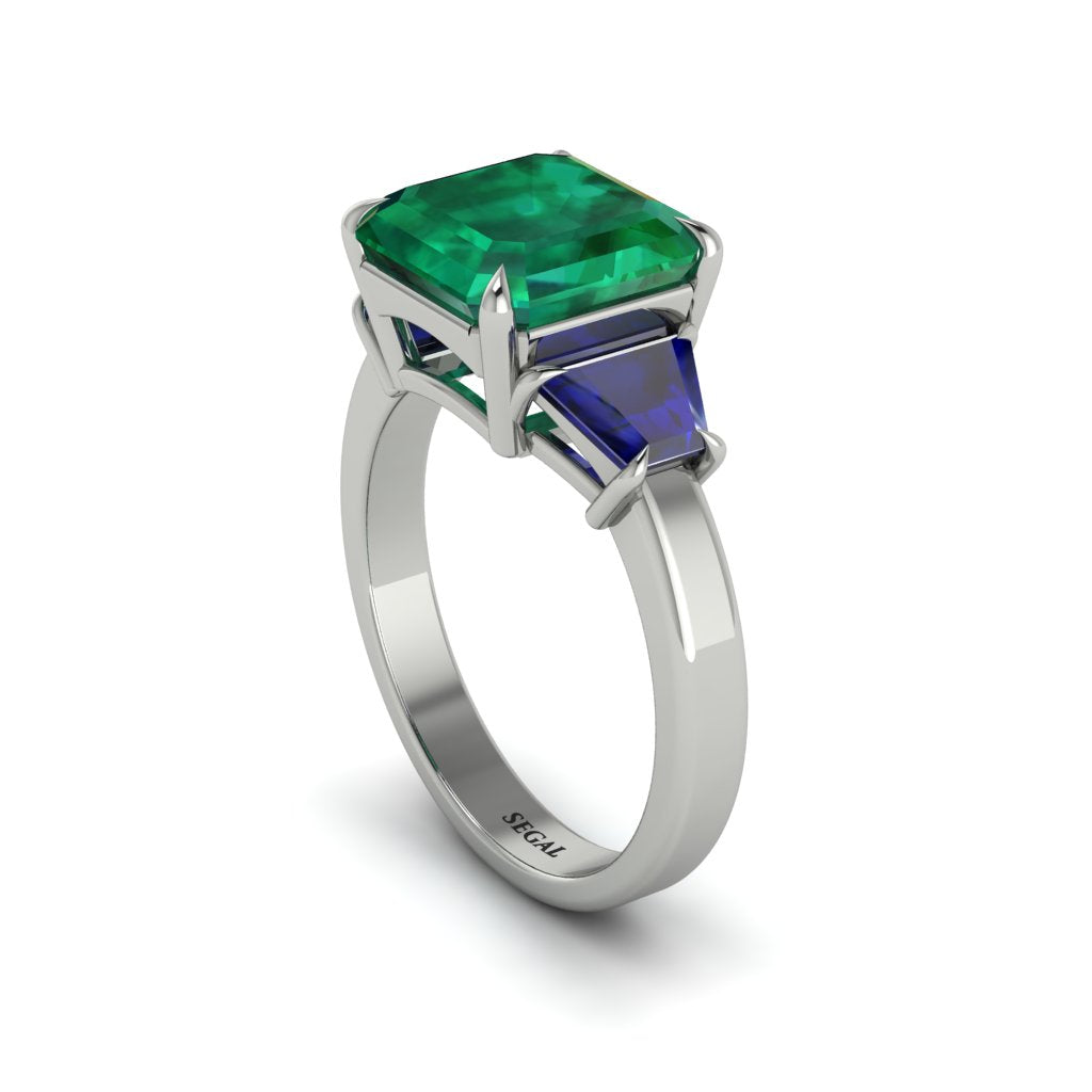 Three Stone Emerald Engagement Ring - Bethany No. 66