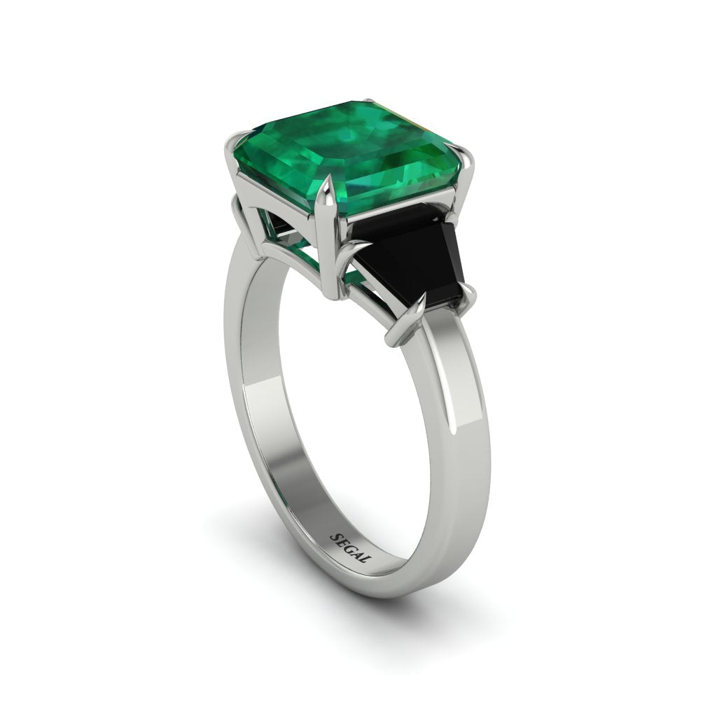 Three Stone Emerald Engagement Ring - Bethany No. 36