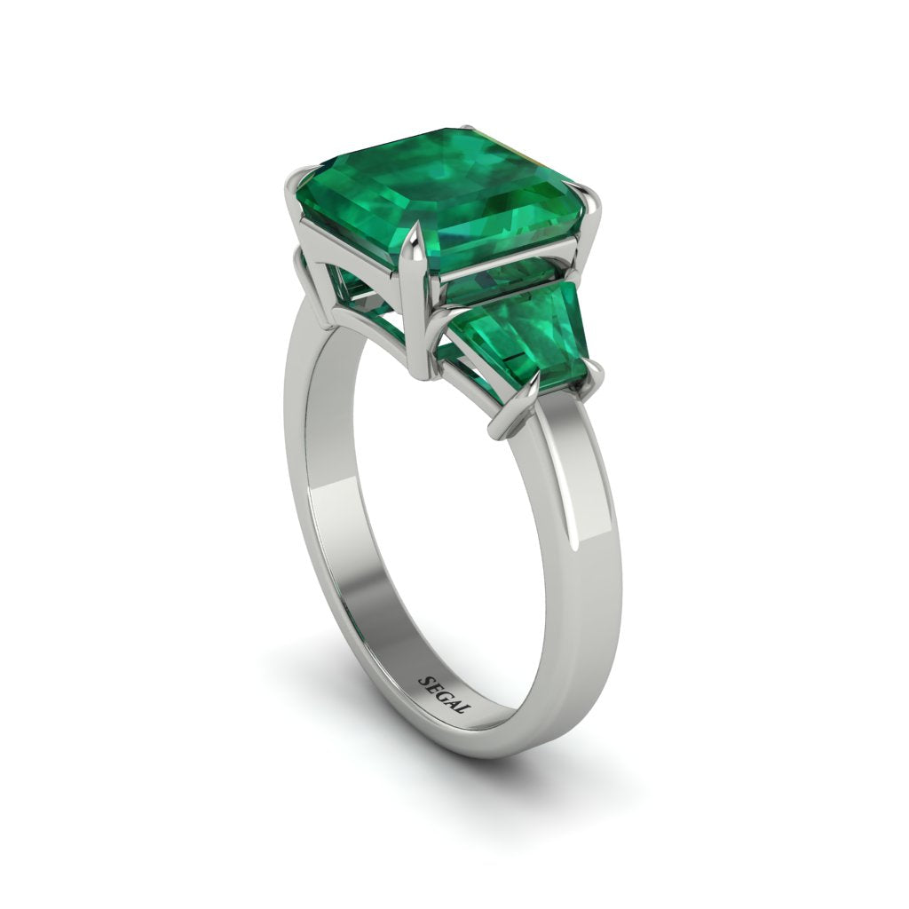 Three Stone Emerald Engagement Ring - Bethany No. 21