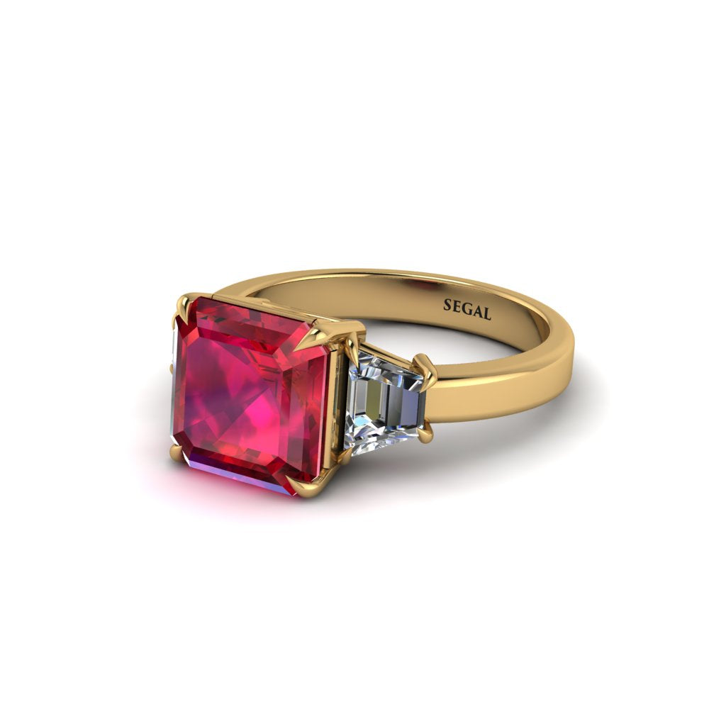 Three Stone Ruby Engagement Ring - Bethany No. 10