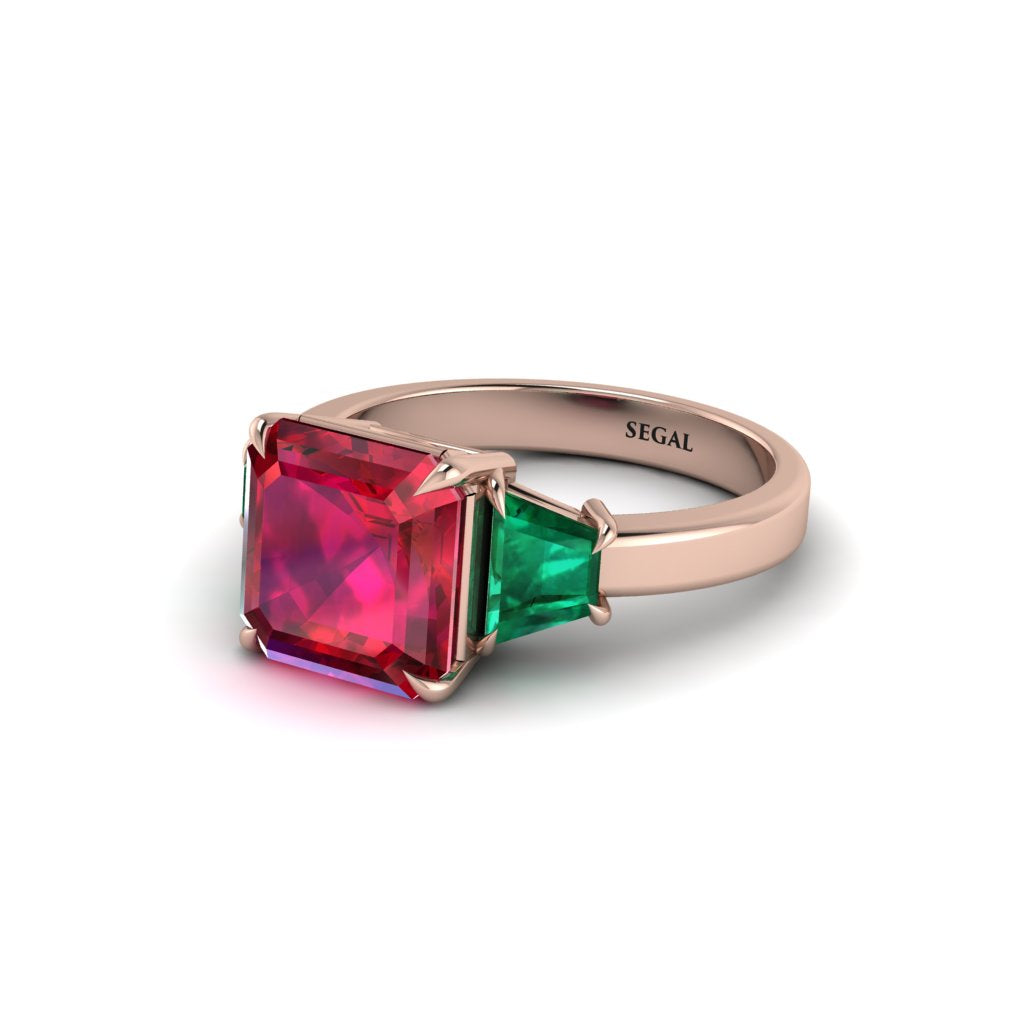 Three Stone Ruby Engagement Ring - Bethany No. 26