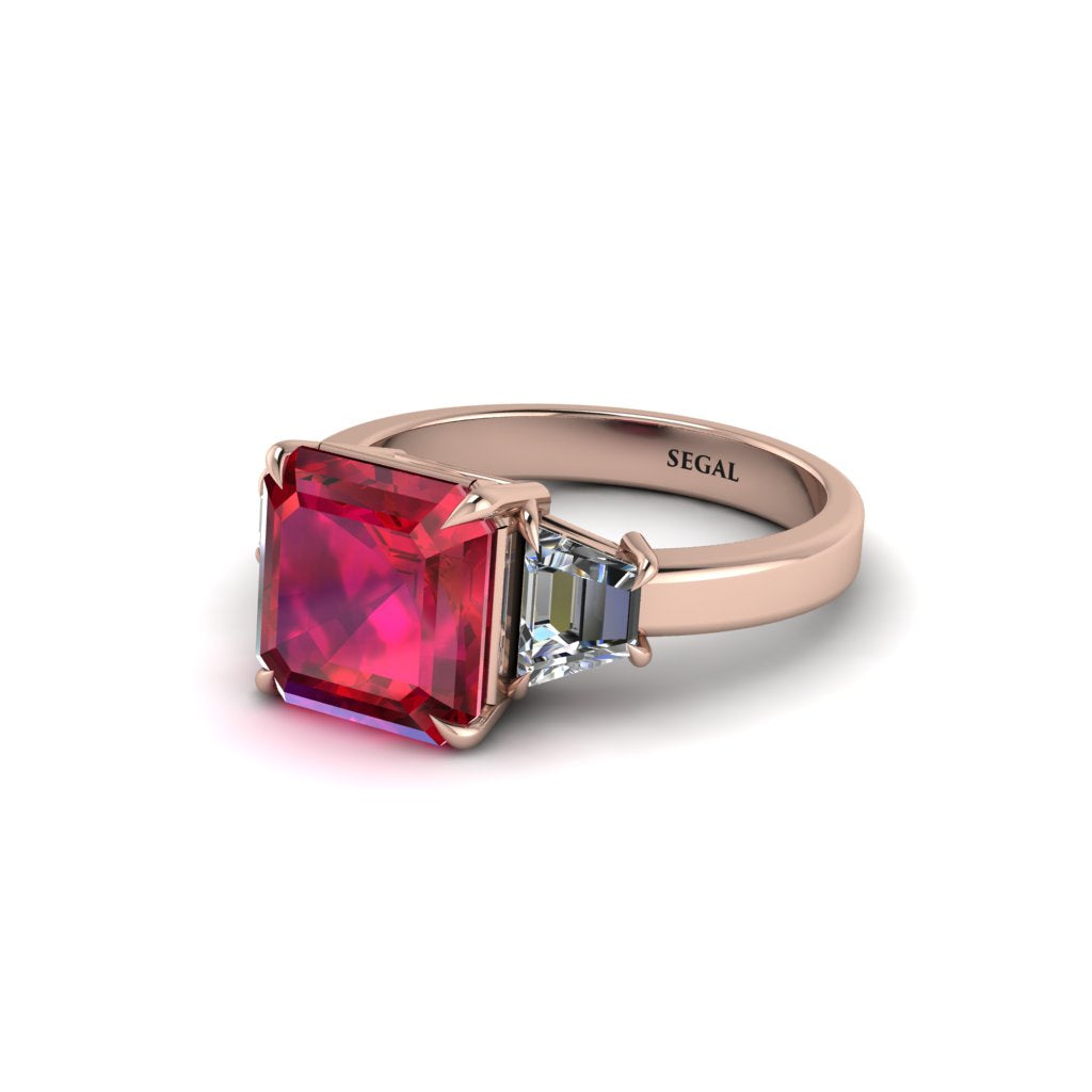 Three Stone Ruby Engagement Ring - Bethany No. 11