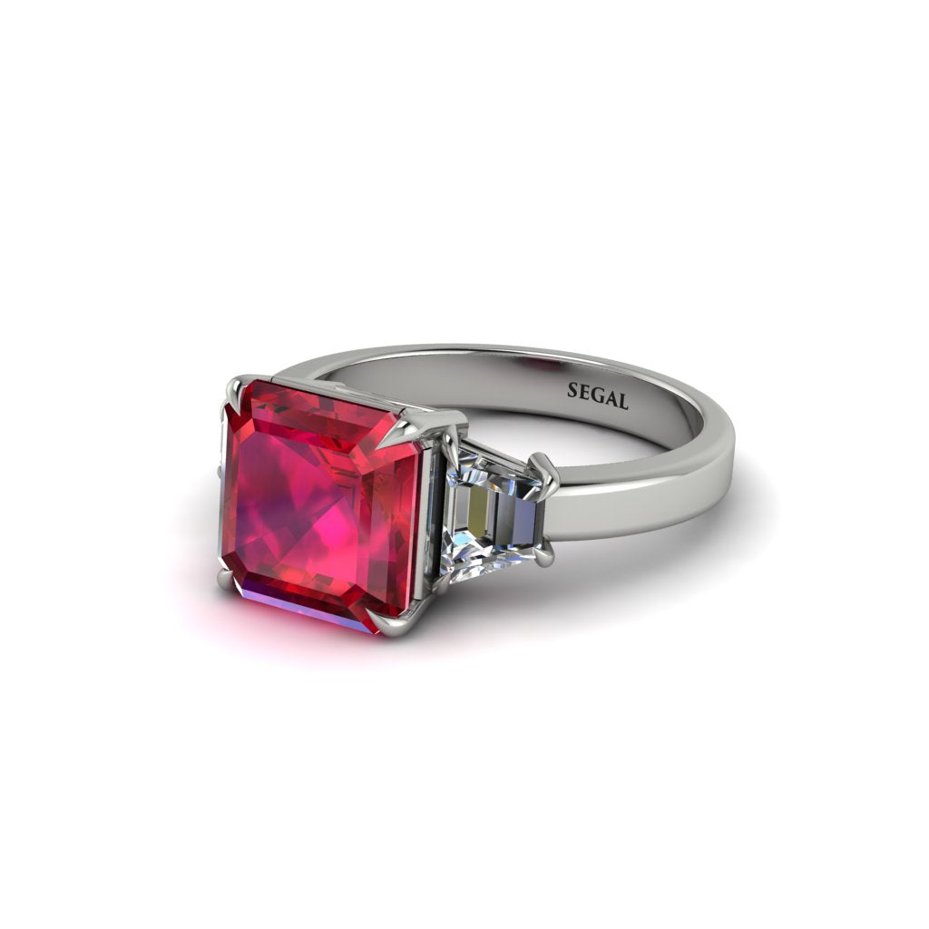 Three Stone Ruby Engagement Ring - Bethany No. 12