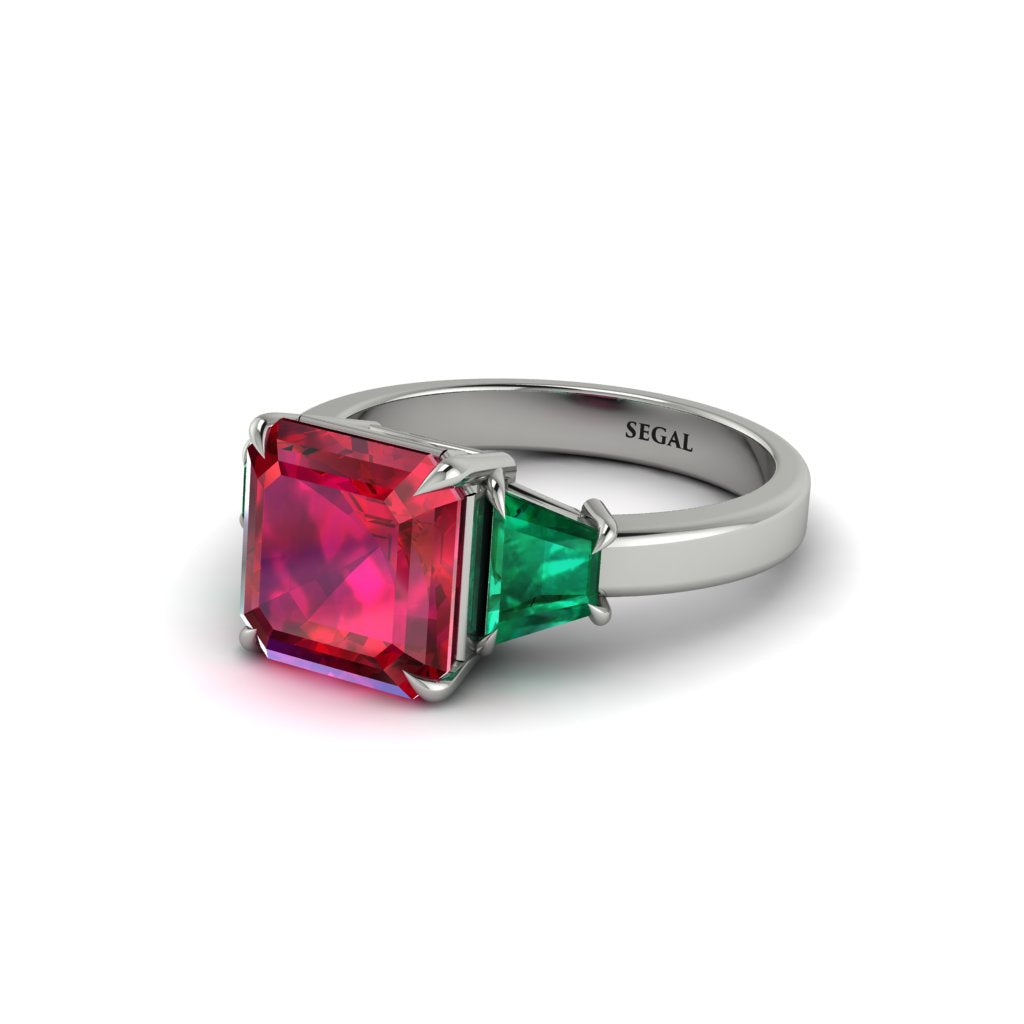Three Stone Ruby Engagement Ring - Bethany No. 27