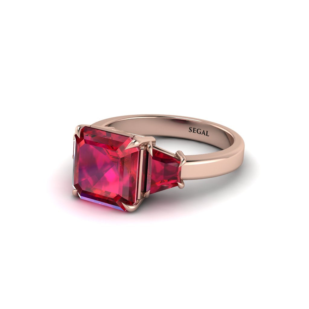 Three Stone Ruby Engagement Ring - Bethany No. 56
