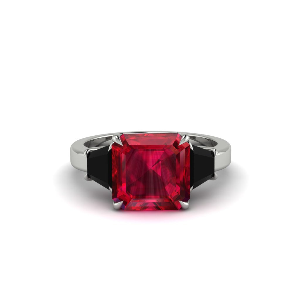 Three Stone Ruby Engagement Ring - Bethany No. 42