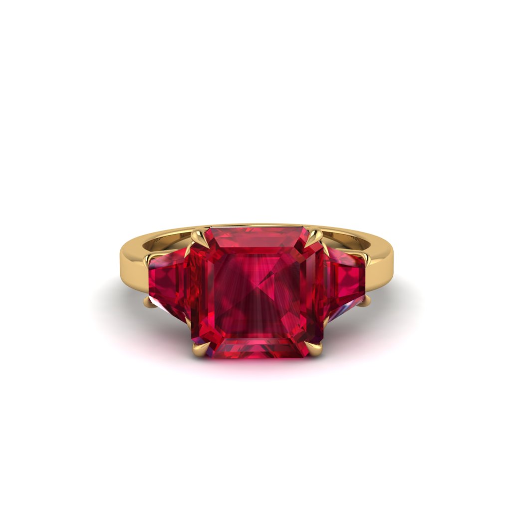 Three Stone Ruby Engagement Ring - Bethany No. 55