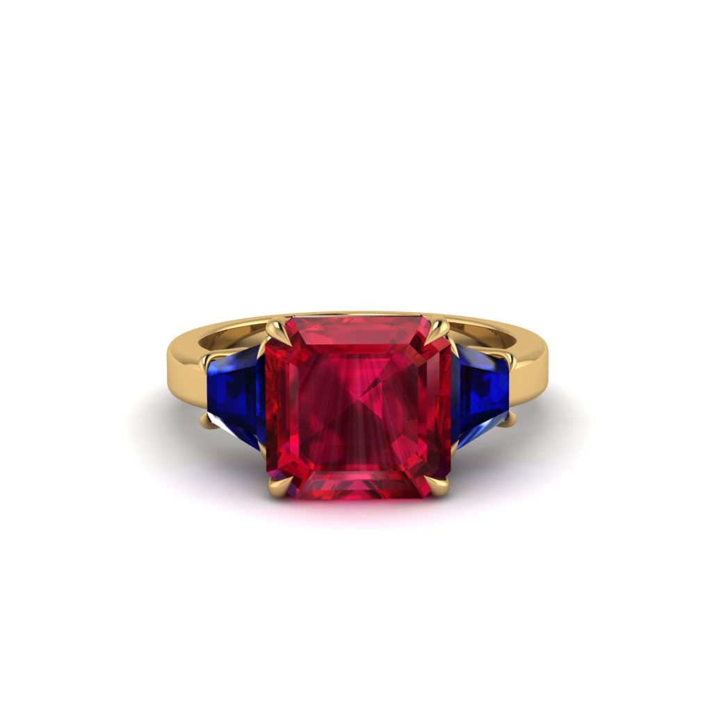 Three Stone Ruby Engagement Ring - Bethany No. 70