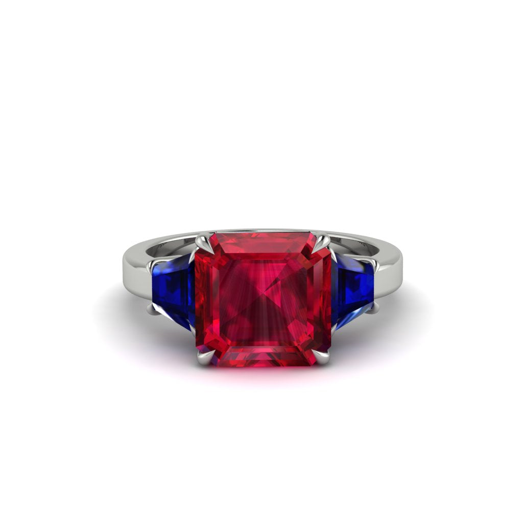 Three Stone Ruby Engagement Ring - Bethany No. 72