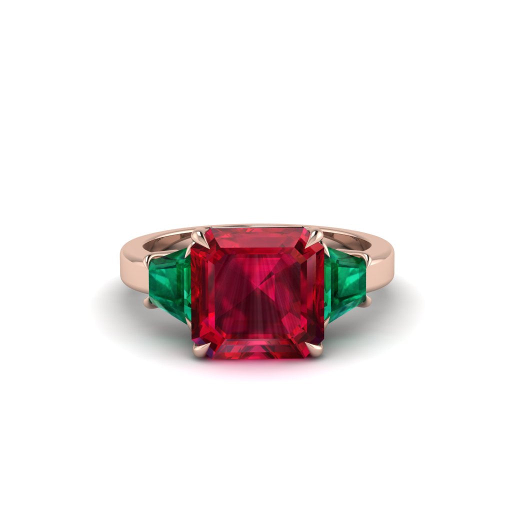 Three Stone Ruby Engagement Ring - Bethany No. 26