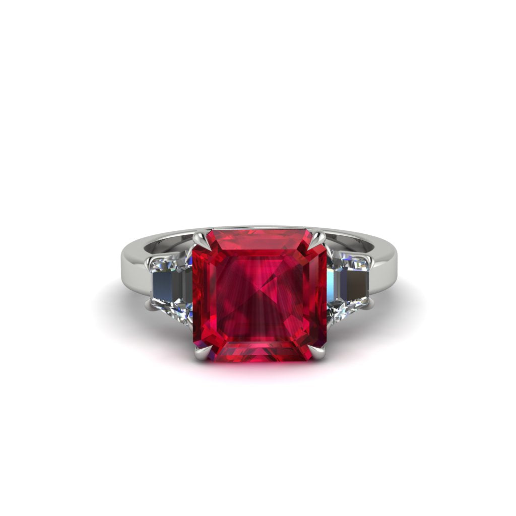 Three Stone Ruby Engagement Ring - Bethany No. 12
