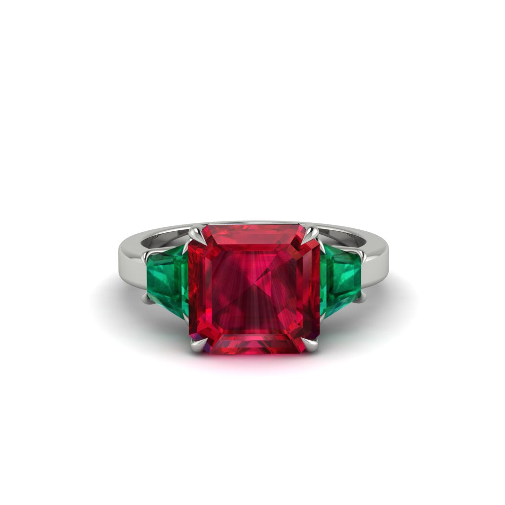 Three Stone Ruby Engagement Ring - Bethany No. 27