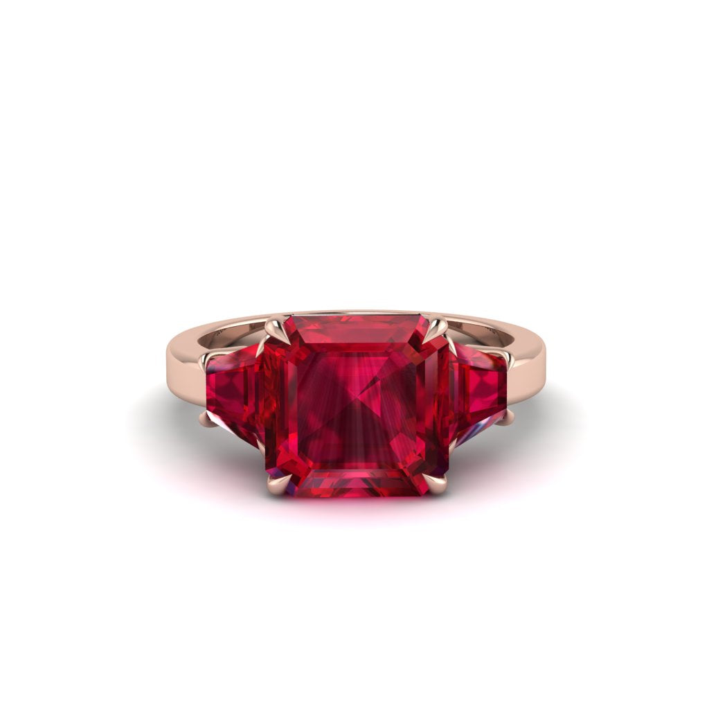 Three Stone Ruby Engagement Ring - Bethany No. 56