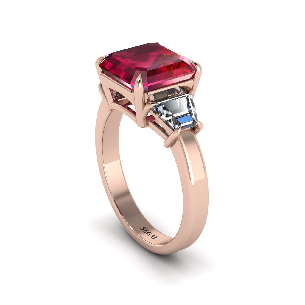 Three Stone Ruby Engagement Ring - Bethany No. 11
