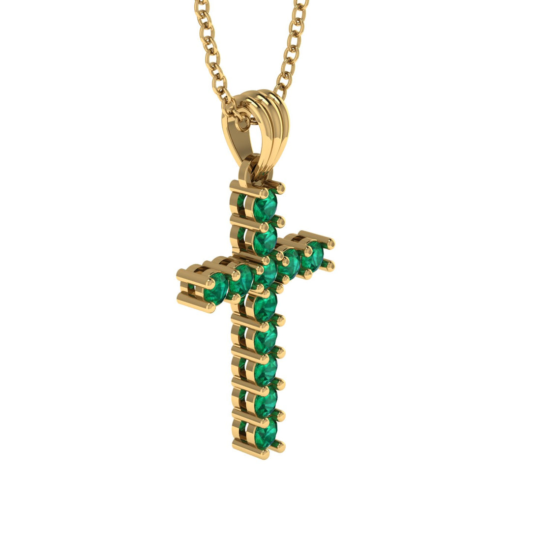 Timeless Classic Emerald Gold Cross Necklace - Ezekiel No. 4