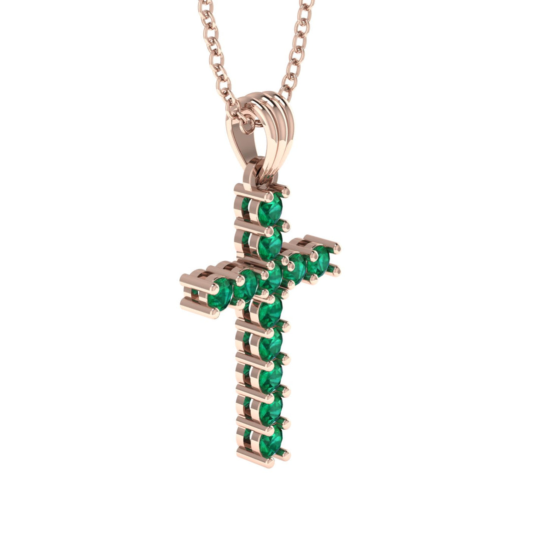 Timeless Classic Emerald Gold Cross Necklace - Ezekiel No. 5