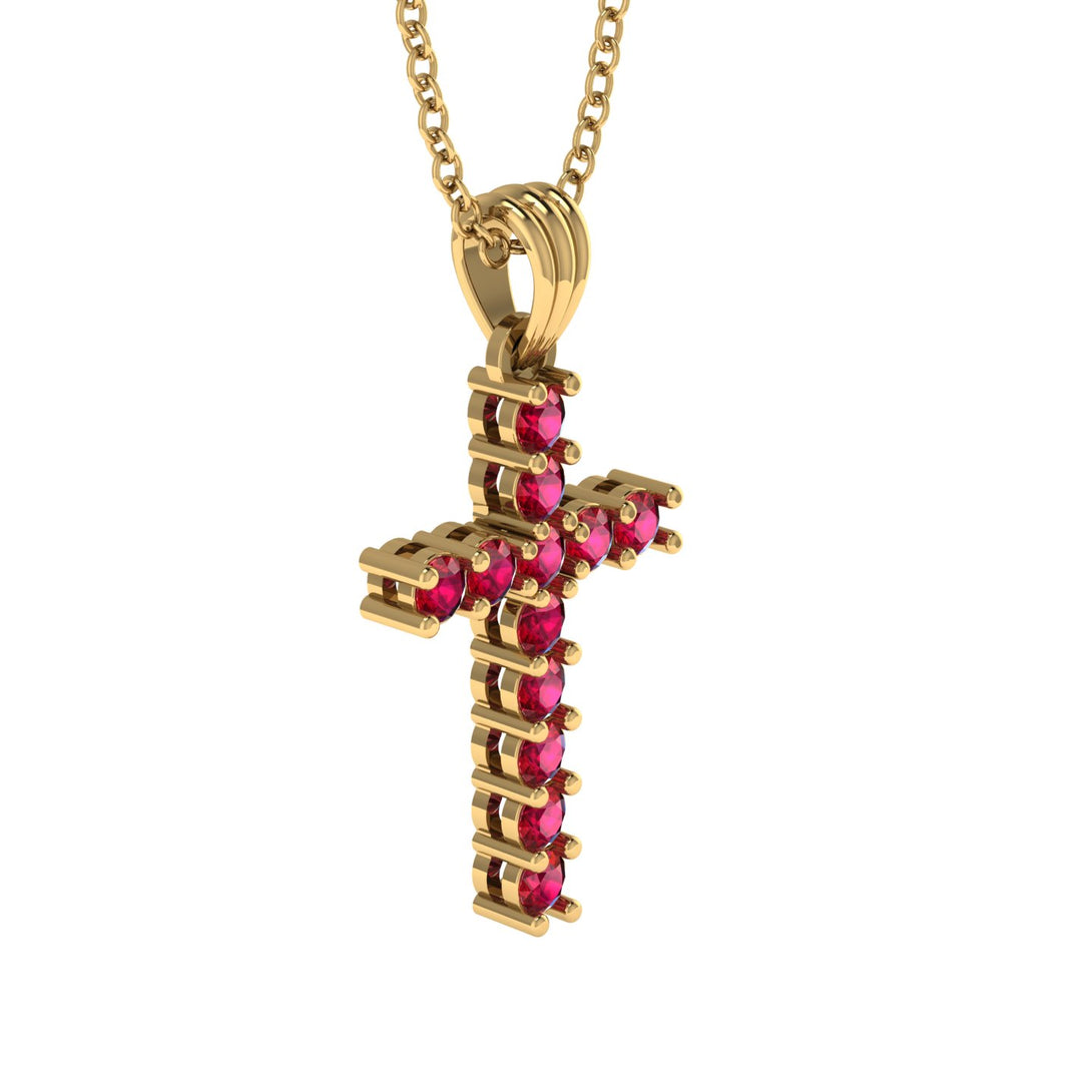 Timeless Classic Ruby Gold Cross Necklace - Ezekiel No. 10