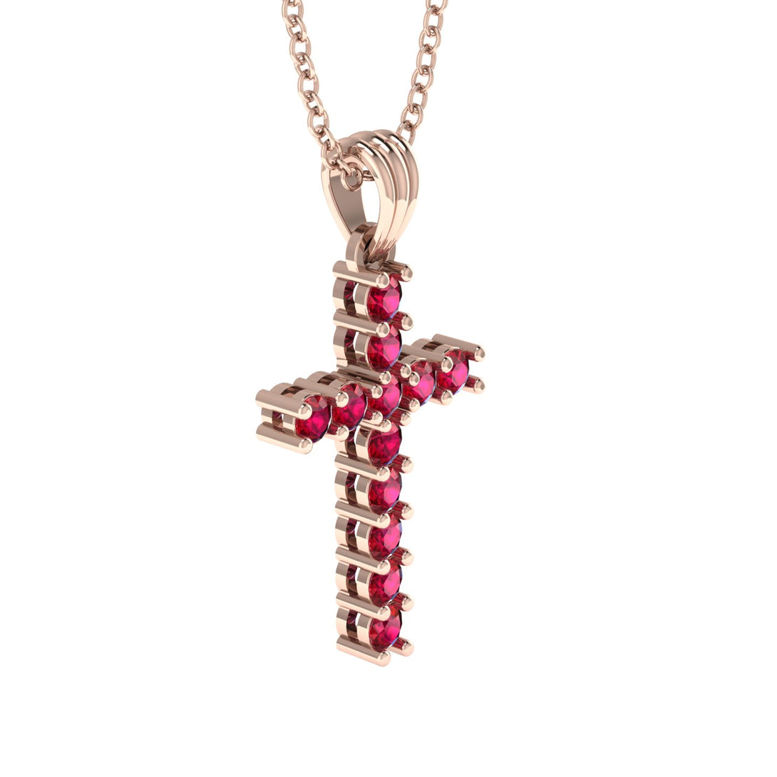 Timeless Classic Ruby Gold Cross Necklace - Ezekiel No. 11