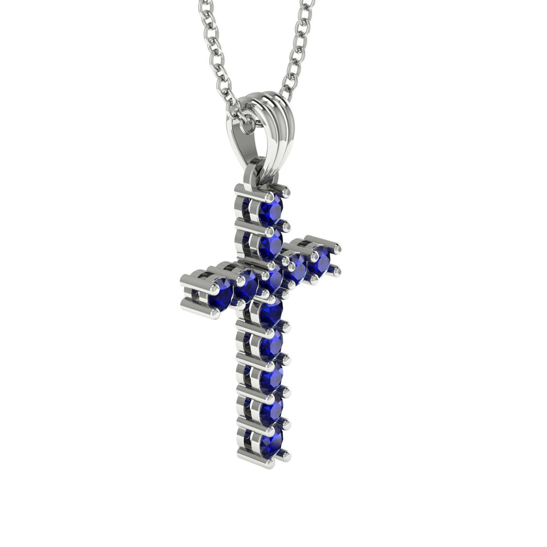 Timeless Classic Sapphire Gold Cross Necklace - Ezekiel No. 15