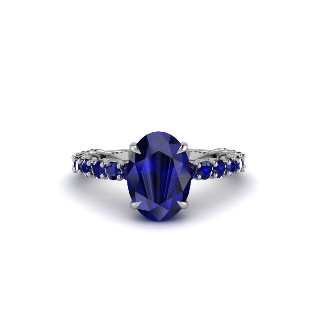 Oval-Cut Halo Sapphire Timeless Elegance Engagement Ring - Kelsey No. 75