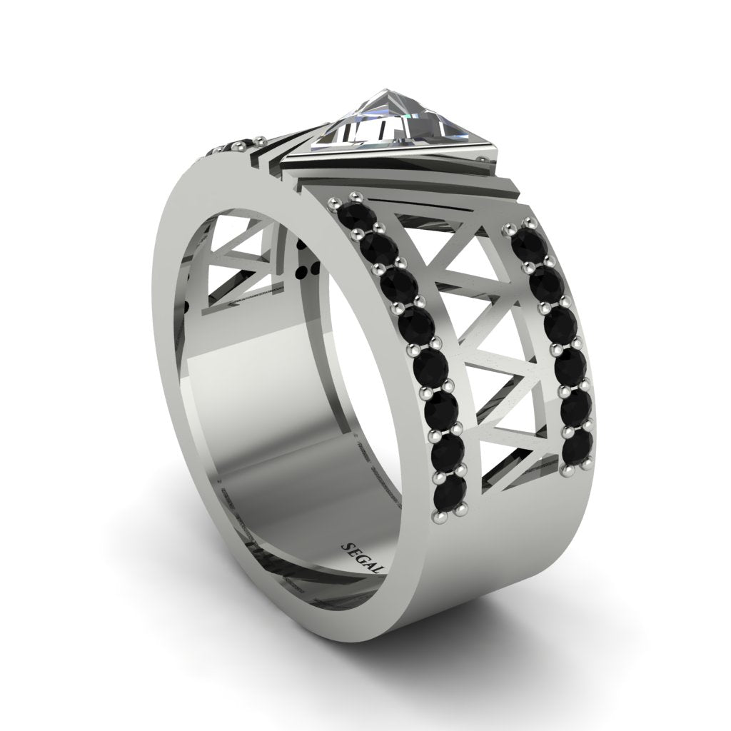Triangle Cut Diamond Men's Architectural Ring - Levi No. 33