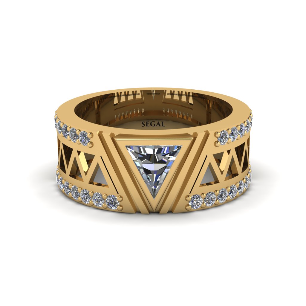 Triangle Cut Diamond Men's Architectural Ring - Levi No. 1
