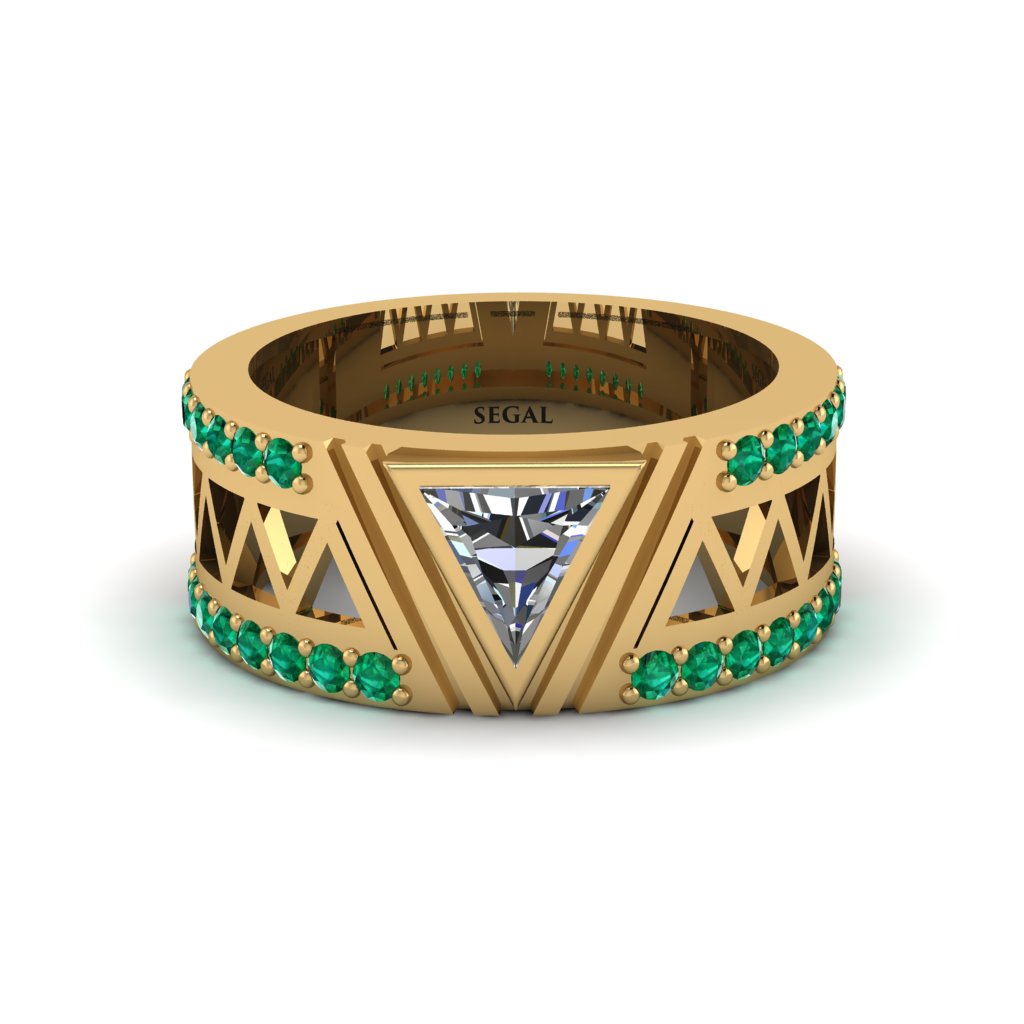 Triangle Cut Diamond Men's Architectural Ring - Levi No. 16