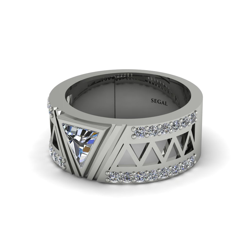 Triangle Cut Diamond Men's Architectural Ring - Levi No. 3