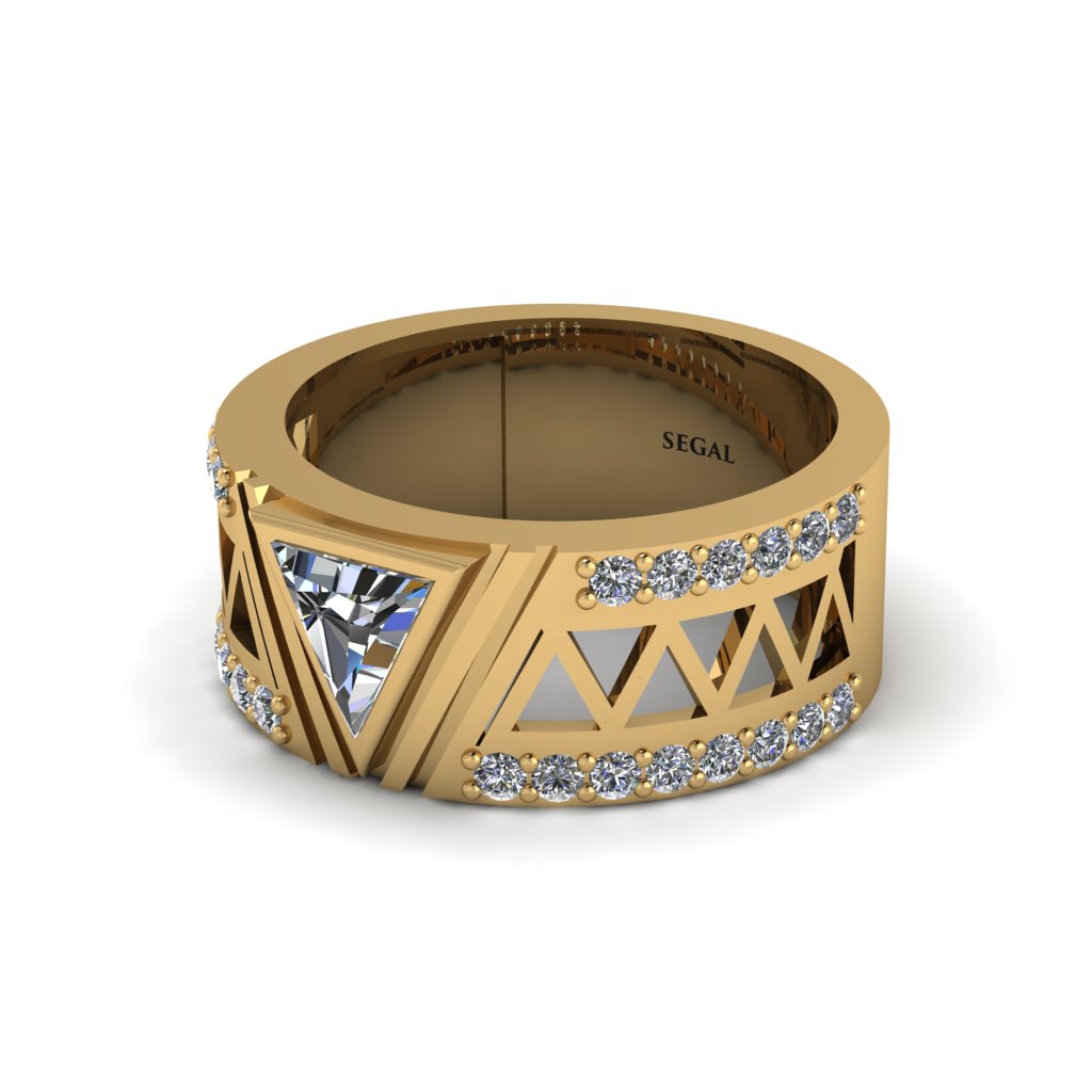 Triangle Cut Diamond Men's Architectural Ring - Levi No. 1