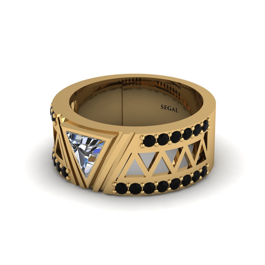 Triangle Cut Diamond Men's Architectural Ring - Levi No. 31