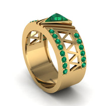 Triangle Cut Emerald Men's Architectural Ring - Levi No. 19 image 1