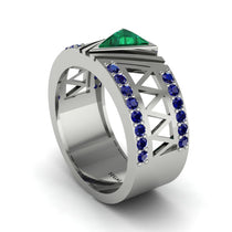 Triangle Cut Emerald Men's Architectural Ring - Levi No. 66 image 1