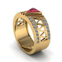 Triangle Cut Ruby Men's Architectural Ring - Levi No. 10 image 1