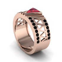 Triangle Cut Ruby Men's Architectural Ring - Levi No. 41 image 1