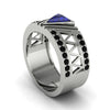 Triangle Cut Sapphire Men's Architectural Ring - Levi No. 45