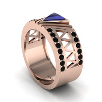 Triangle Cut Sapphire Men's Architectural Ring - Levi No. 44 image 1
