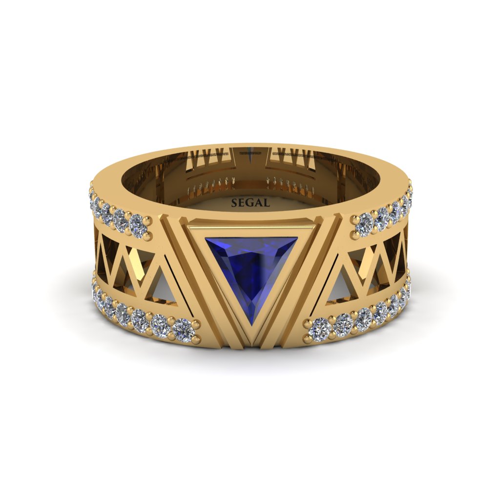 Triangle Cut Sapphire Men's Architectural Ring - Levi No. 13