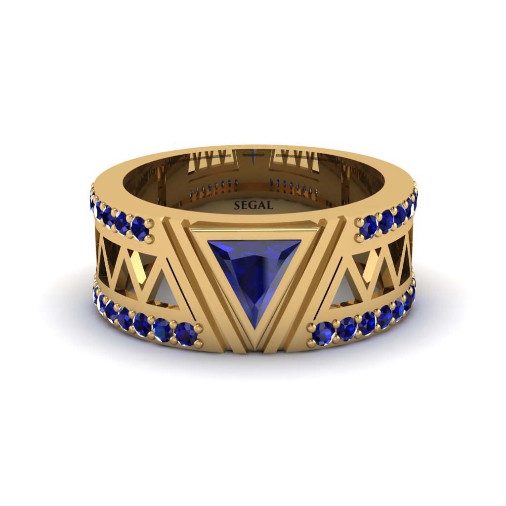 Triangle Cut Sapphire Men's Architectural Ring - Levi No. 73