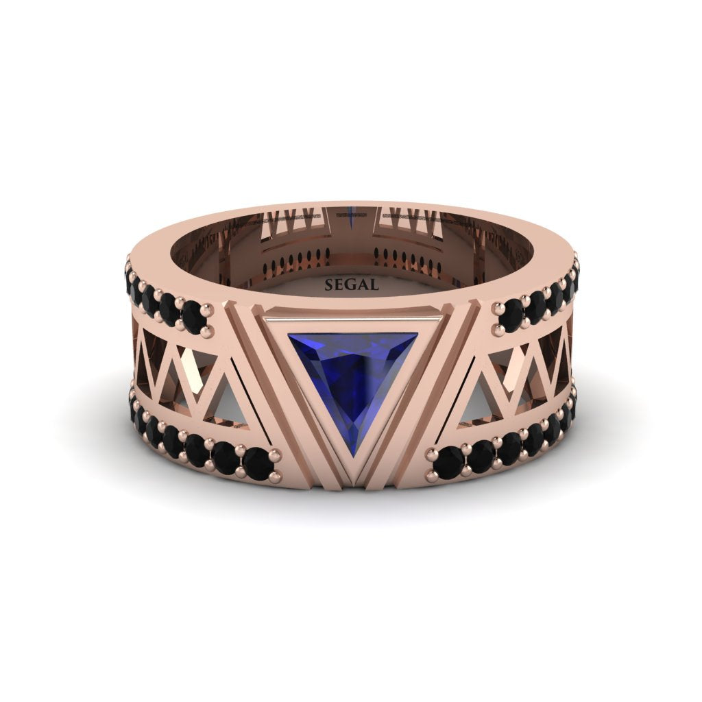 Triangle Cut Sapphire Men's Architectural Ring - Levi No. 44