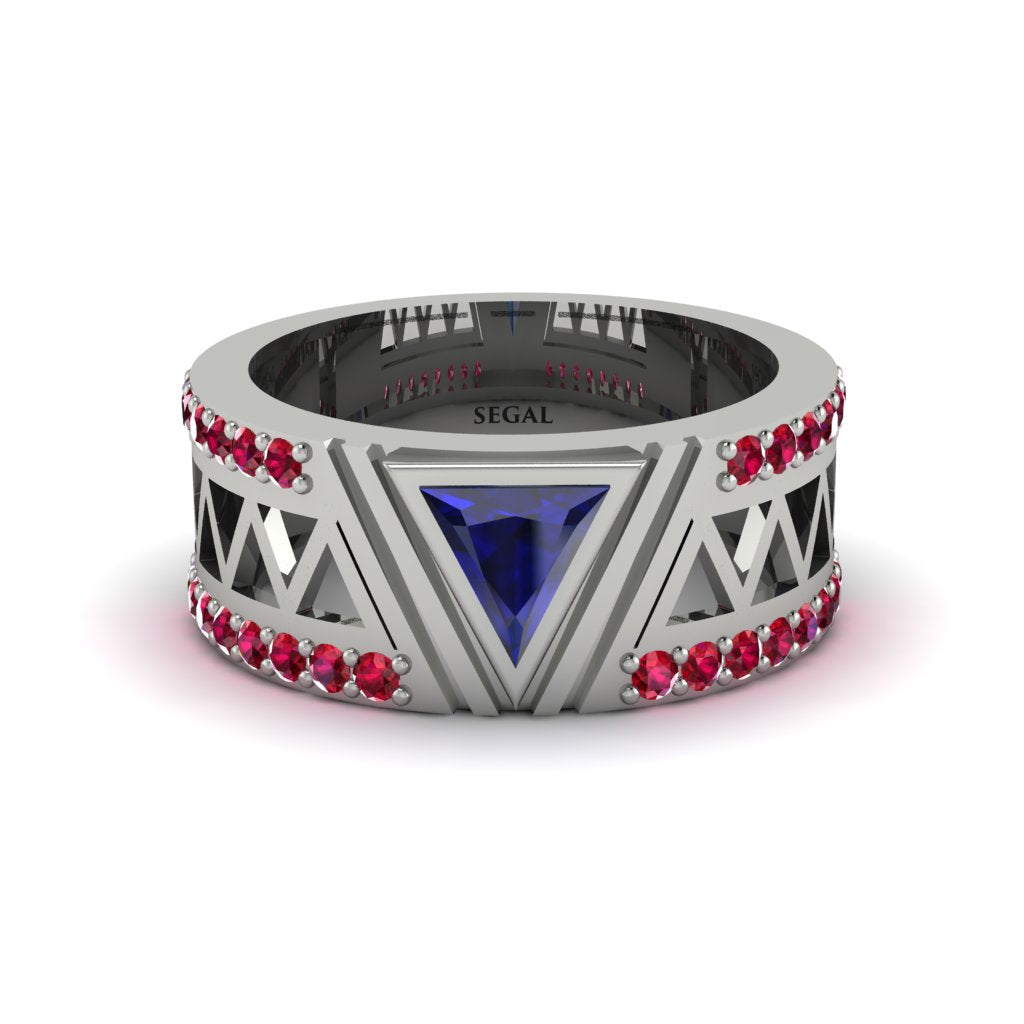 Triangle Cut Sapphire Men's Architectural Ring - Levi No. 60