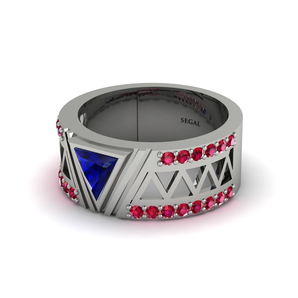 Triangle Cut Sapphire Men's Architectural Ring - Levi No. 60
