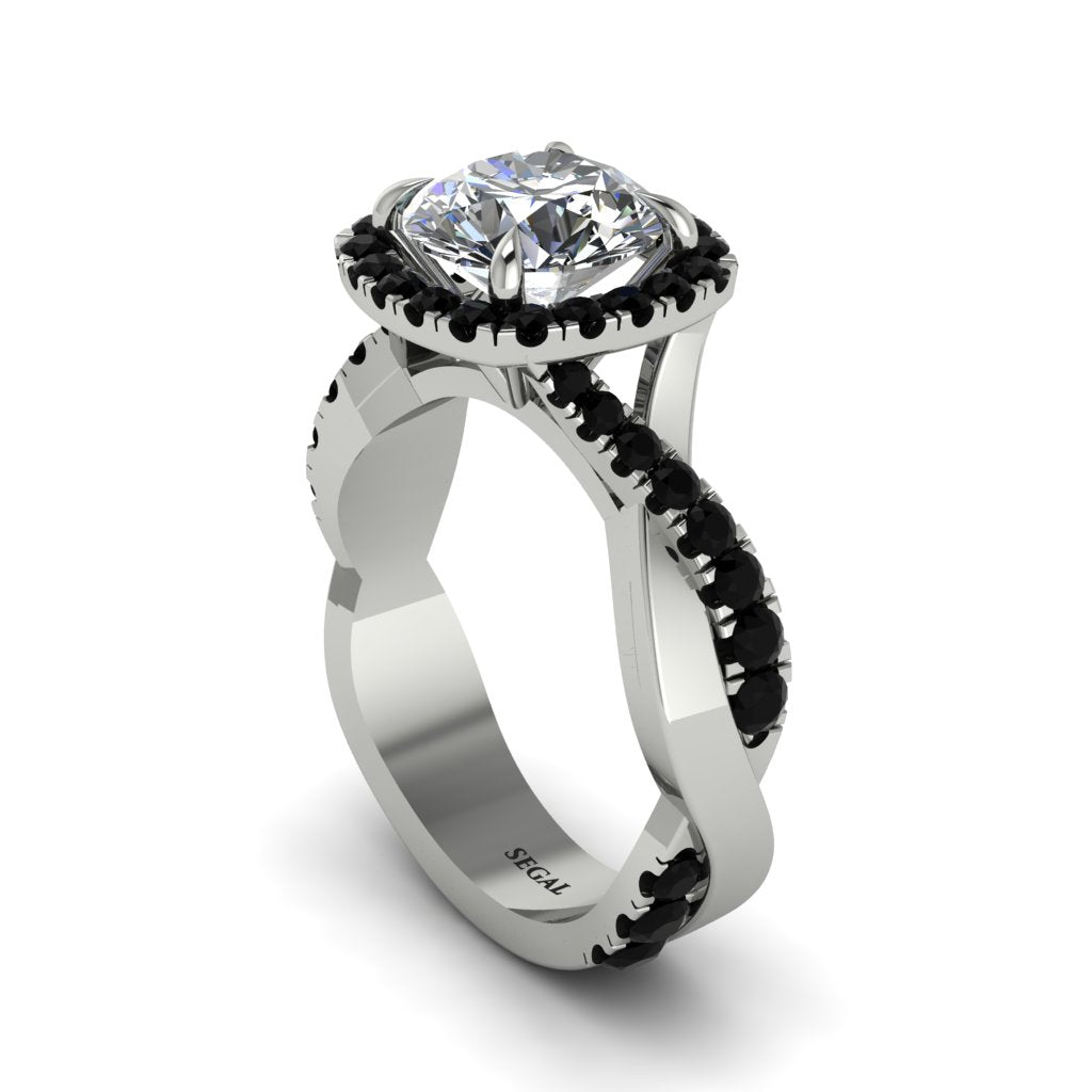 Diamond Twist Shank Halo Engagement Ring - Cheyenne No. 33